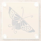 黒いアールデコ蝶 – カスタマイズ可能な背景 ガラスコースター (裏面)