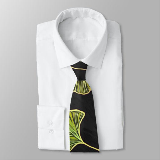 黒いイチョウの葉のタイ ネクタイ (タイ)