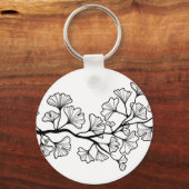 黒いイチョウ葉の木 キーホルダー (正面)