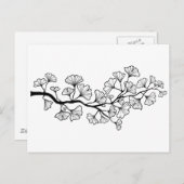 黒いイチョウ葉の木 ポストカード (正面/裏面)