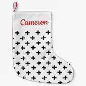 黒いインクが十字パターンをかき立てるあなたの一流の|を加えて下さい スモールクリスマスストッキング (正面)