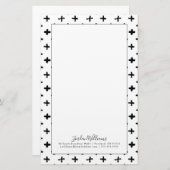 黒いインクが十字パターンをかき立てるあなたの一流の|を加えて下さい 便箋 (正面/裏面)