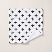 黒いインクは十字パターンをかき立てます バスタオルセット (ウォッシュタオル)