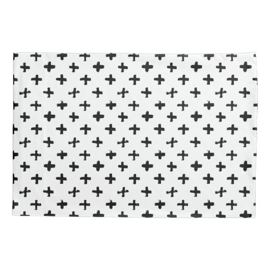 黒いインクは十字パターンをかき立てます 枕カバー (裏面-左)
