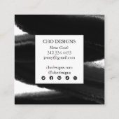 黒いインクイ絵を描ブはっきりしたブラッシュストロークの順序ありがとう スクエア名刺 (裏面)