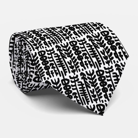 黒いインク打撃の木パターン ネクタイ (ロール)