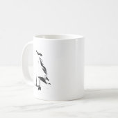 黒いインク輪郭のカモメ コーヒーマグカップ (正面左)