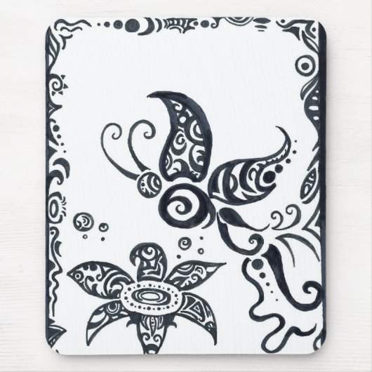 黒いインクmousepadの種族の蝶 マウスパッド (正面)