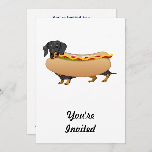 黒いウィーナーの犬と全てのフィックス 招待状 (正面/裏面)