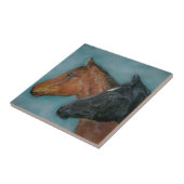 黒いウマ科の絵を描フォールの栗色の茶色いフォール タイル (側面)