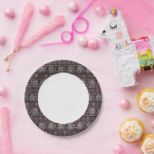 黒いエスニックゾウの模様 ペーパープレート (パーティー)