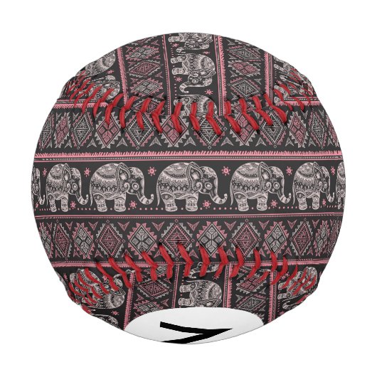 黒いエスニックゾウの模様 野球ボール (裏面)