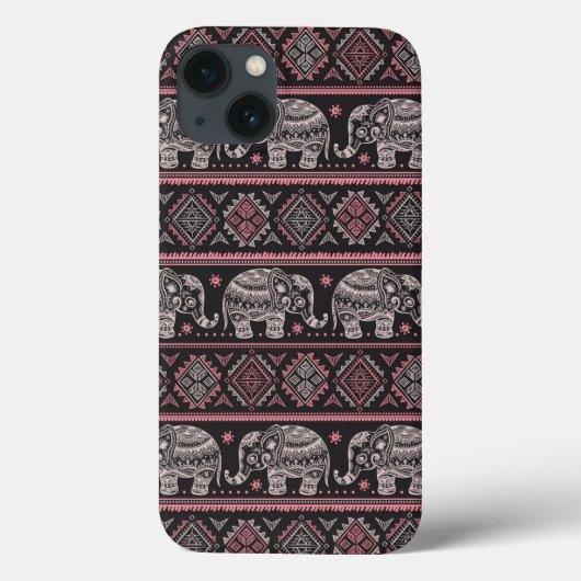 黒いエスニックゾウの模様 Case-Mate iPhoneケース (裏面)