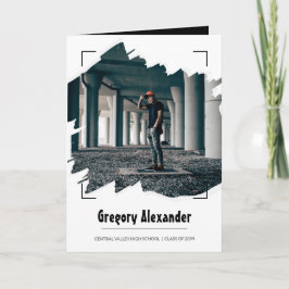 黒いエディ抽象芸術ブラシストローク写真卒業 招待状