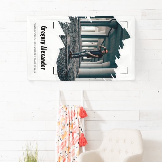 黒いエディ抽象芸術ブラシストローク写真卒業 横断幕 (インサイチュ)