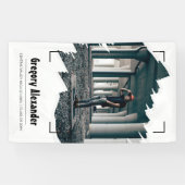 黒いエディ抽象芸術ブラシストローク写真卒業 横断幕 (横)