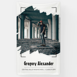 黒いエディ抽象芸術ブラシストローク写真卒業 横断幕