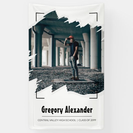 黒いエディ抽象芸術ブラシストローク写真卒業 横断幕 (縦)