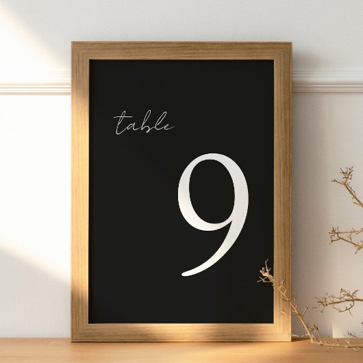 黒いエレガミニマルントモダンウェディングテーブル番号