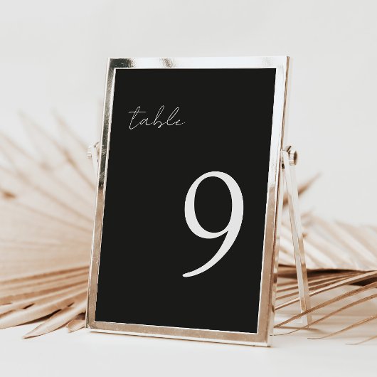 黒いエレガミニマルントモダンウェディングテーブル番号