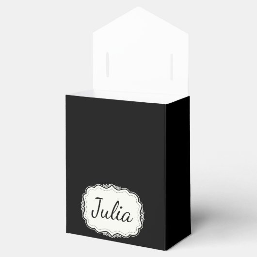 黒いエレガントうろこ状の黒パーティー フェイバーボックス (オープン)