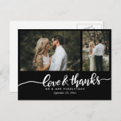 黒いエレガントな結婚式の愛とスクリプ感謝していト ポストカード (正面/裏面)