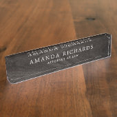 黒いエレガントオーク材の木目 デスクネームプレート (側面)