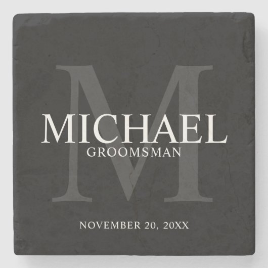 黒いエレガントグパーソナライズされたロンプマン ストーンコースター (正面)