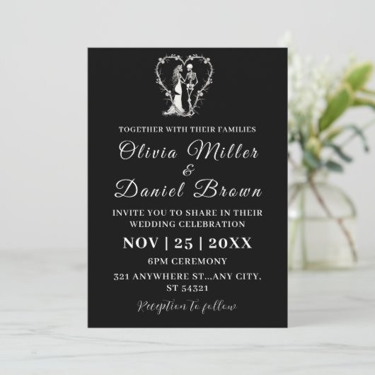 黒いエレガントゴシック体で死ぬまで我々の一部結婚は 招待状 (スタンド正面)