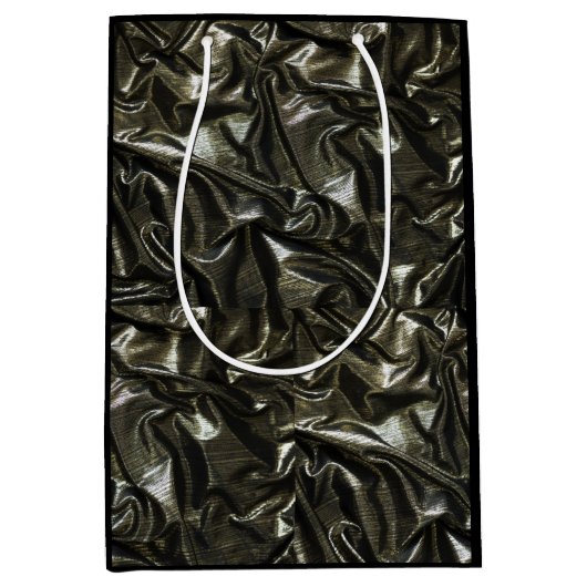 黒いエレガントサテン色 ミディアムペーパーバッグ (正面)