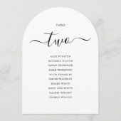 黒いエレガントスクリプトのアーチ型テーブルの座席表 招待状 (正面)