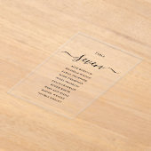 黒いエレガントスクリプトのテーブル番号のシーティンググラフ アクリル招待状 (レイダウン)