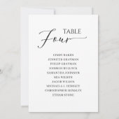 黒いエレガントスクリプトテーブル番号4シーティンググラフ 招待状 (裏面)