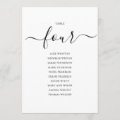 黒いエレガントスクリプトテーブル番号4シーティンググラフ 招待状 (裏面)