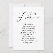 黒いエレガントスクリプトテーブル番号5シーティンググラフ 招待状 (正面)