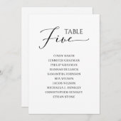 黒いエレガントスクリプトテーブル番号5シーティンググラフ 招待状 (正面/裏面)