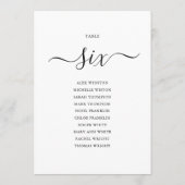 黒いエレガントスクリプトテーブル番号6シーティンググラフ 招待状 (裏面)