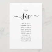 黒いエレガントスクリプトテーブル番号6シーティンググラフ 招待状 (正面)