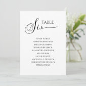 黒いエレガントスクリプトテーブル番号6シーティンググラフ 招待状 (スタンド正面)