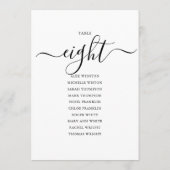 黒いエレガントスクリプトテーブル番号8シーティンググラフ 招待状 (裏面)