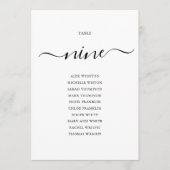 黒いエレガントスクリプトテーブル番号9シーティンググラフ 招待状 (正面)