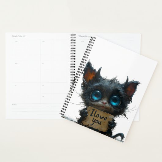 黒いエレガントスパイラル愛する プランナー手帳 (ディスプレー)