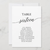 黒いエレガントテーブル番号16座席表 招待状 (裏面)