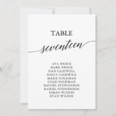 黒いエレガントテーブル番号17座席表 招待状 (正面)