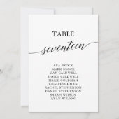 黒いエレガントテーブル番号17座席表 招待状 (裏面)