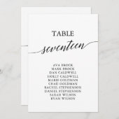 黒いエレガントテーブル番号17座席表 招待状 (正面/裏面)