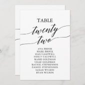 黒いエレガントテーブル番号22座席表 招待状 (正面/裏面)