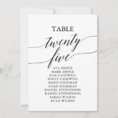 黒いエレガントテーブル番号25座席表 招待状 (正面)