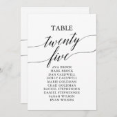 黒いエレガントテーブル番号25座席表 招待状 (正面/裏面)