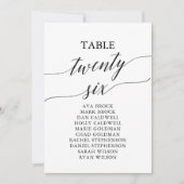 黒いエレガントテーブル番号26座席表 招待状 (正面)